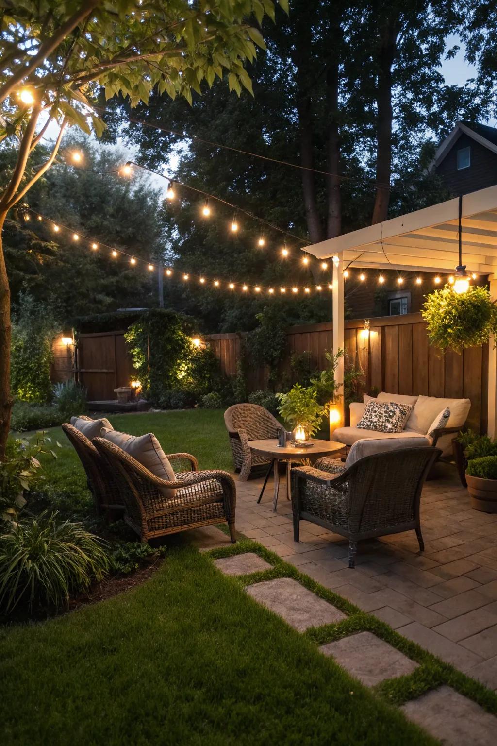 Chic outdoor space enhanced with LED area lighting
