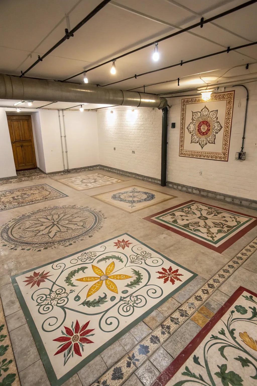 Painted tile patterns add personalized artistry.