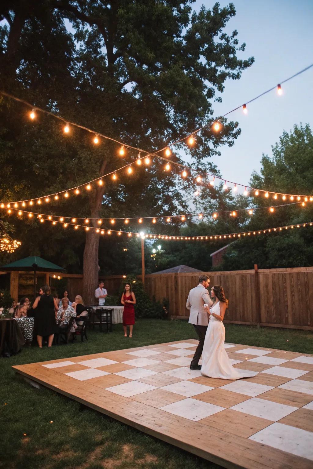 An outdoor dance area invites guests to dance under the stars.