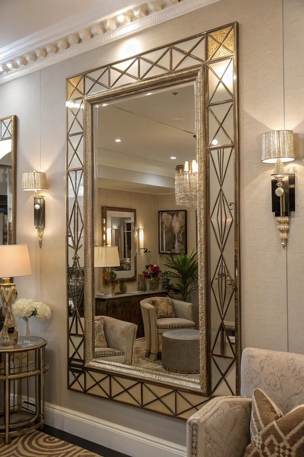 Art deco mirrors bring depth and reflect light exquisitely.