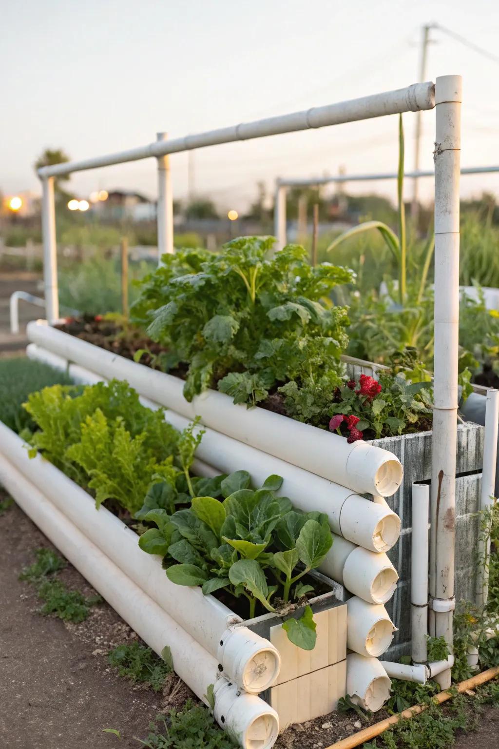 Plastic conduits offer a versatile, weightless answer for uplifted gardens.