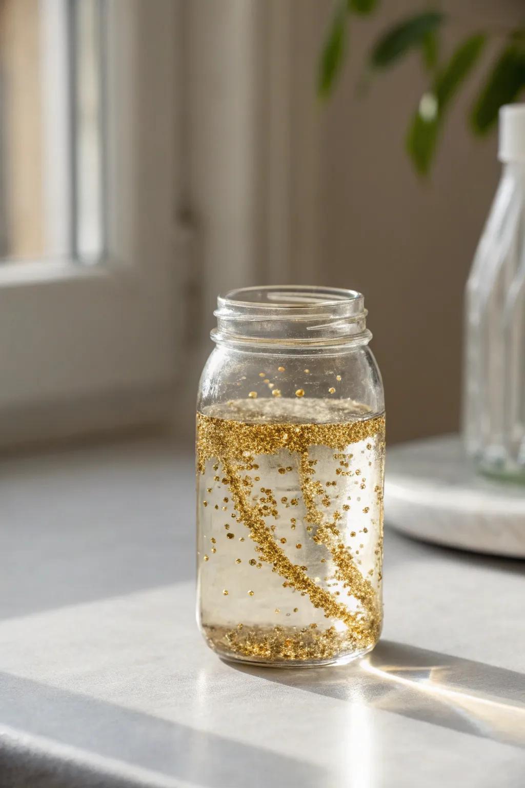 Append a sprinkling of enchantment to your area with this bewitching golden sparkle vessel!