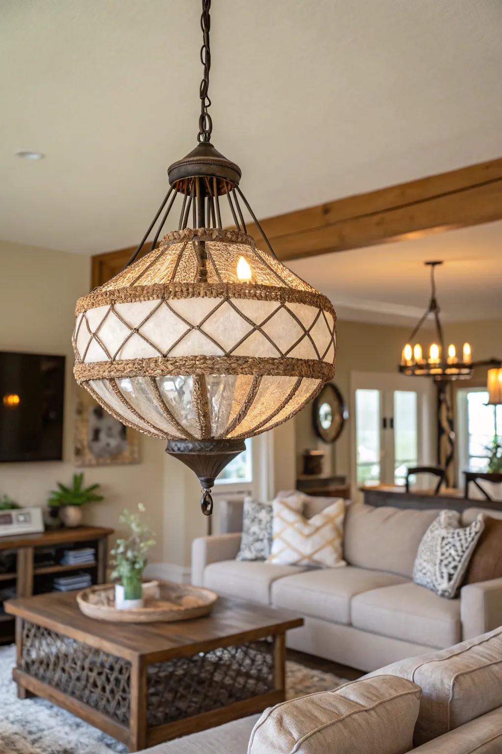 An eclectic material mix yields personal and unique lighting.