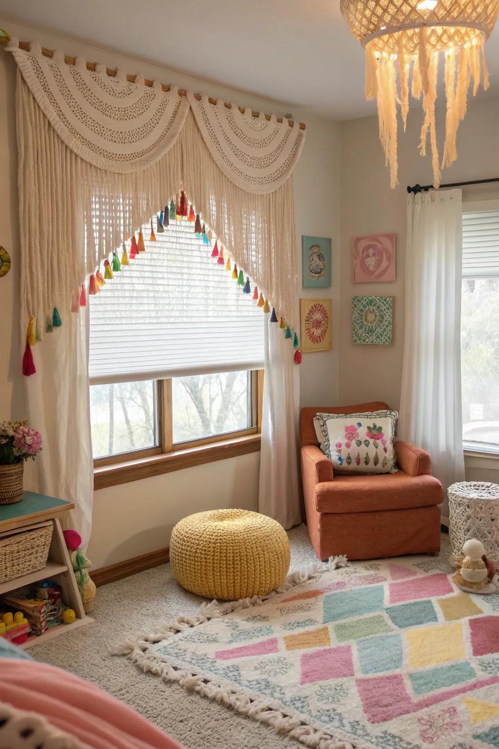 Fringed draperies infuse decorative schemes with both whimsy and charm.