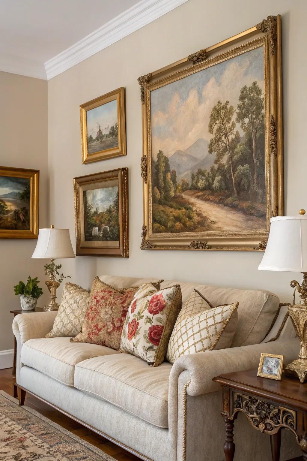 Antique oil paintings bring timeless elegance and sophistication.