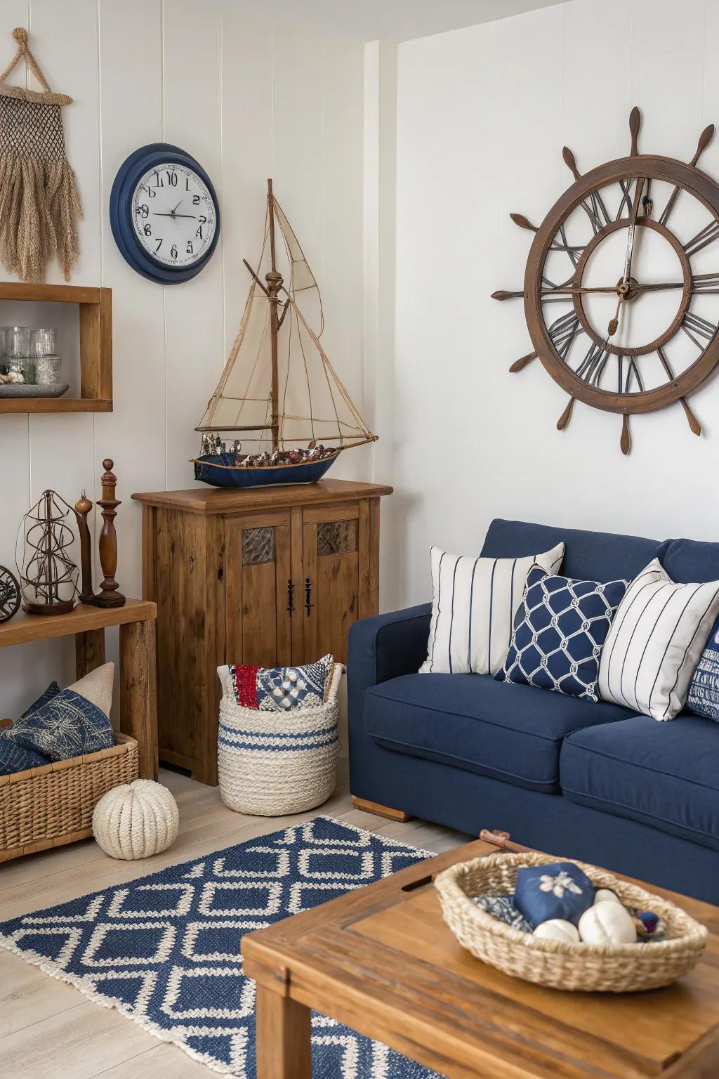 A theme-based decor with a wall ticker creates a cohesive and inviting look.