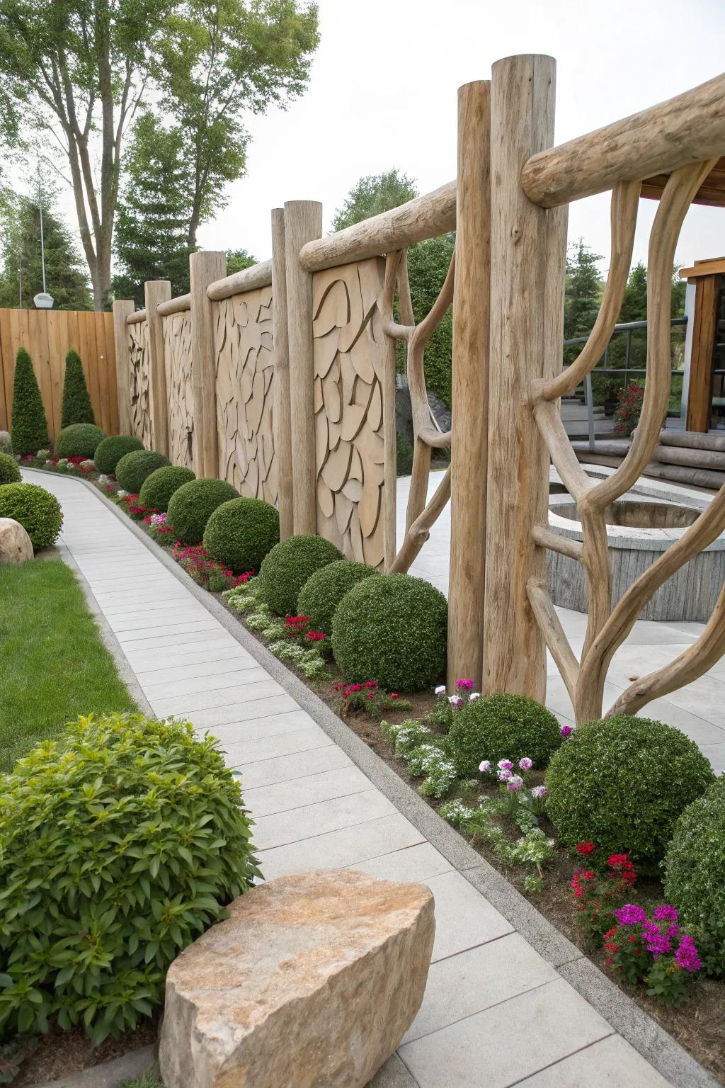 Sculpted designs append a unique and artistic dimension to fences.