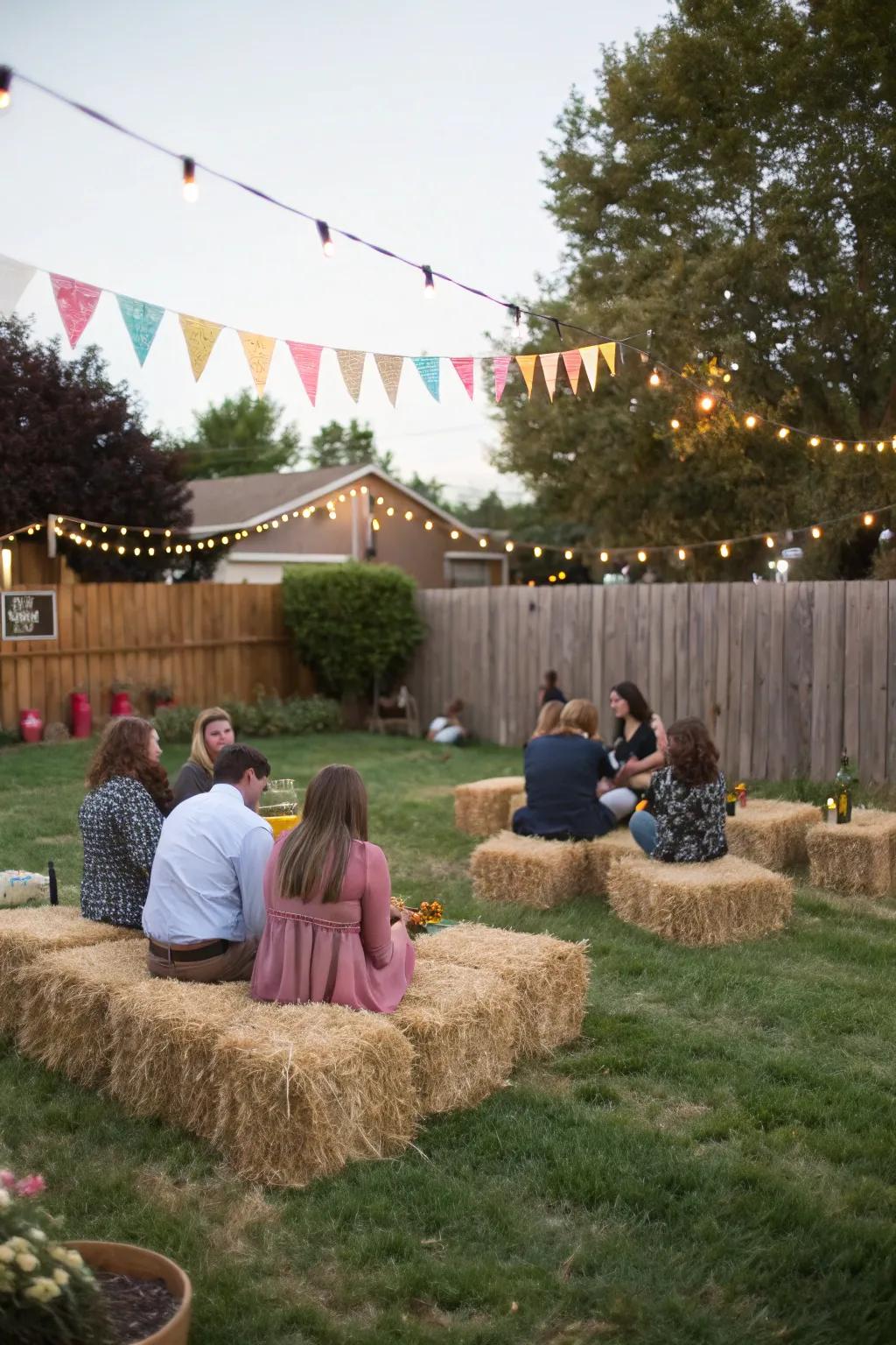 Themed seating arrangements add to the party's overall vibe.