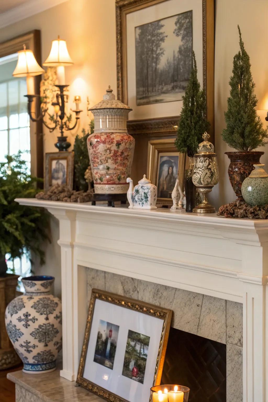 A personal treasury on a mantel tells a unique story.