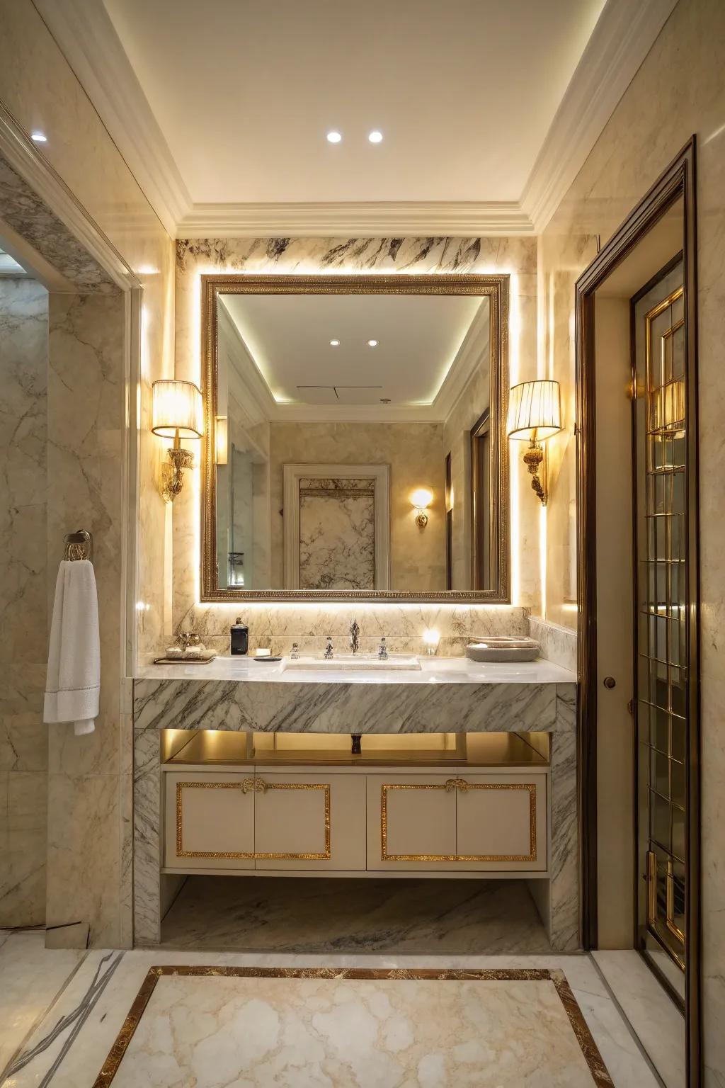 Backlit stone kicks out a soft, ambient shine.