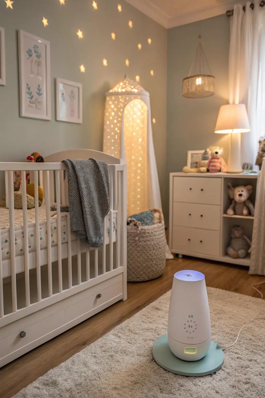 Modern technology adds convenience and comfort to the room.