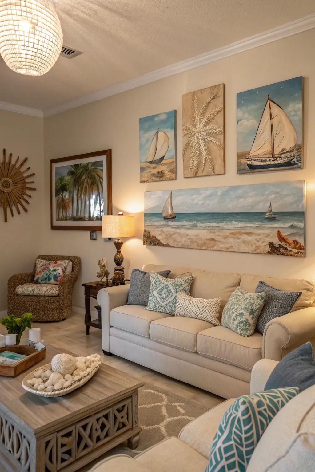 Unique artistic creations personalize the space.