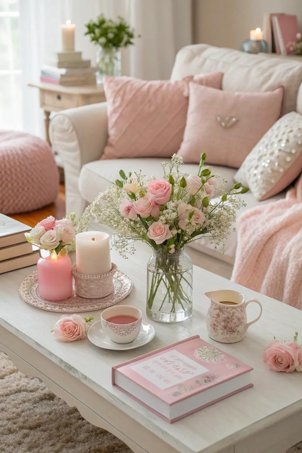 Gentle shades and textures establish a calming atmosphere.