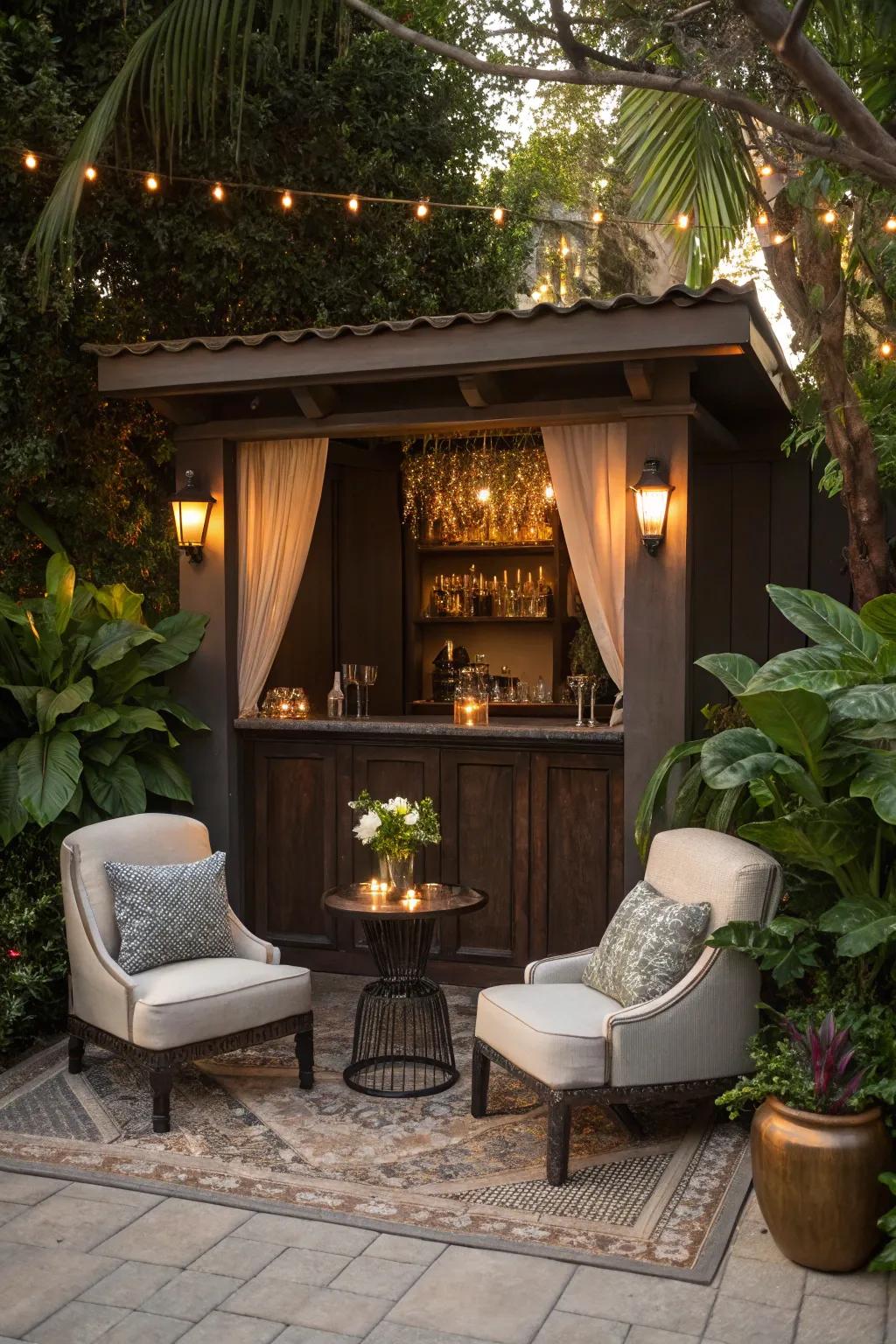 A personalized bar nook transforms any area into a tranquil oasis.