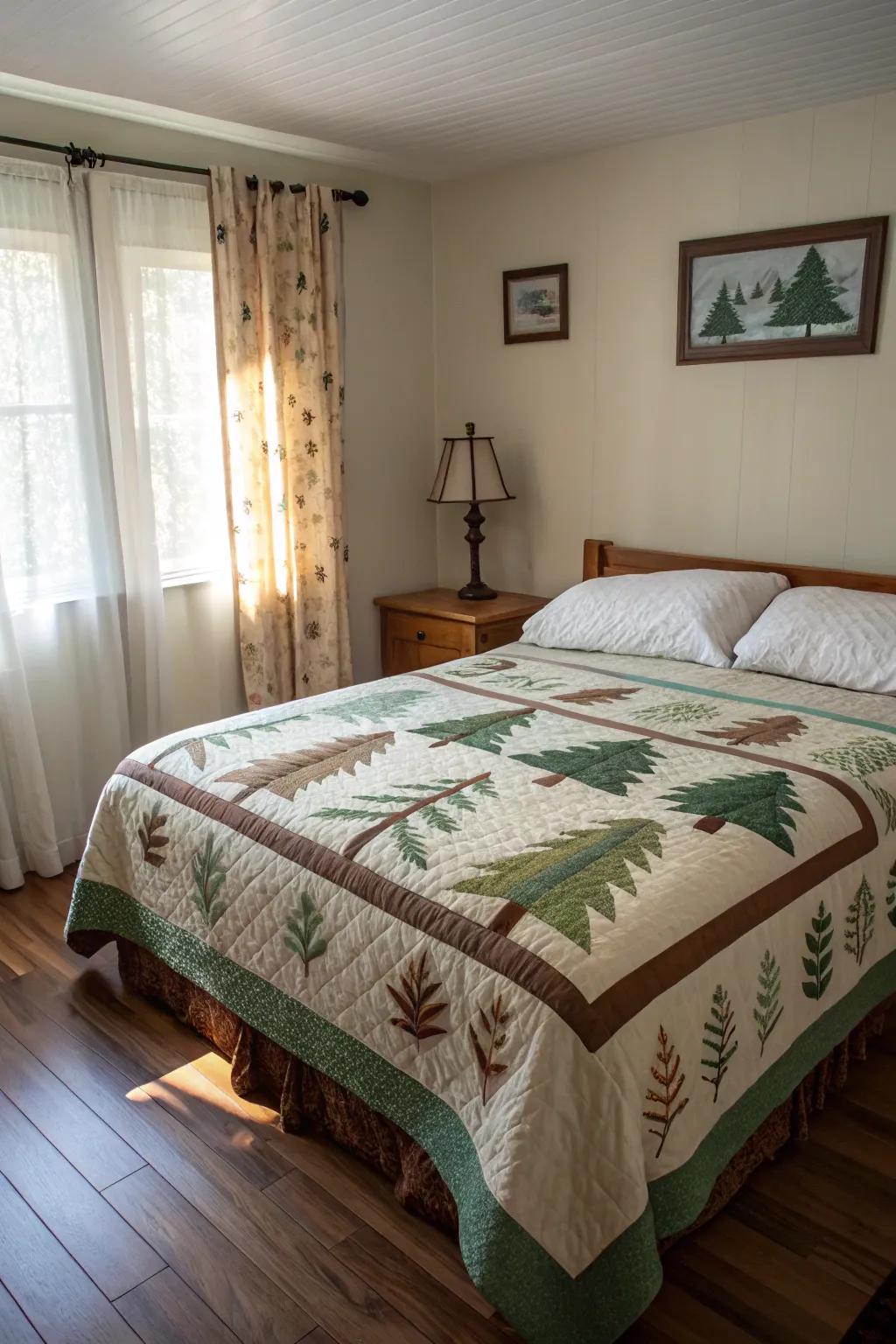 Nature-inspired quilts usher in a comforting and serene ambiance to any space.