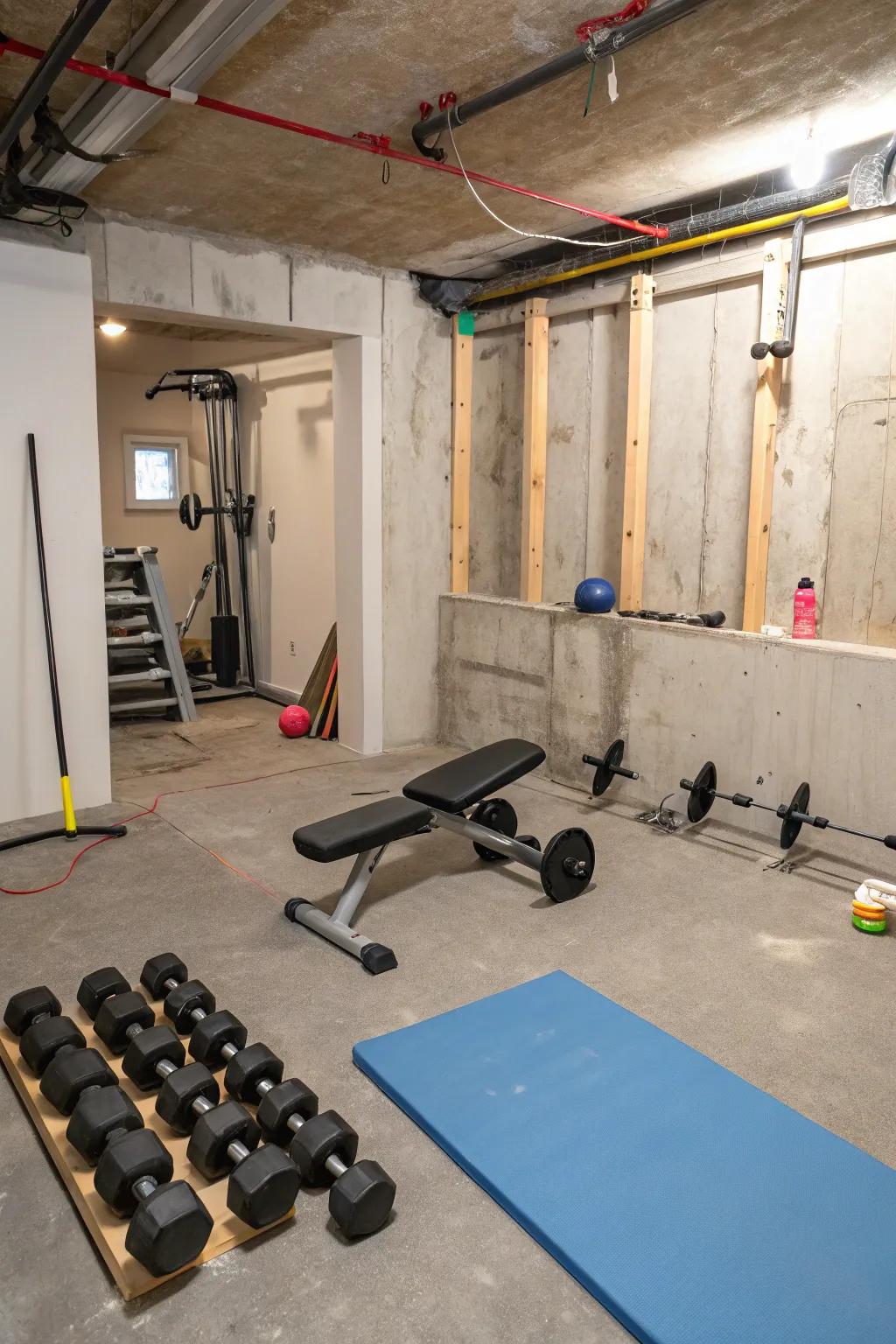 A home gym for convenient workouts.