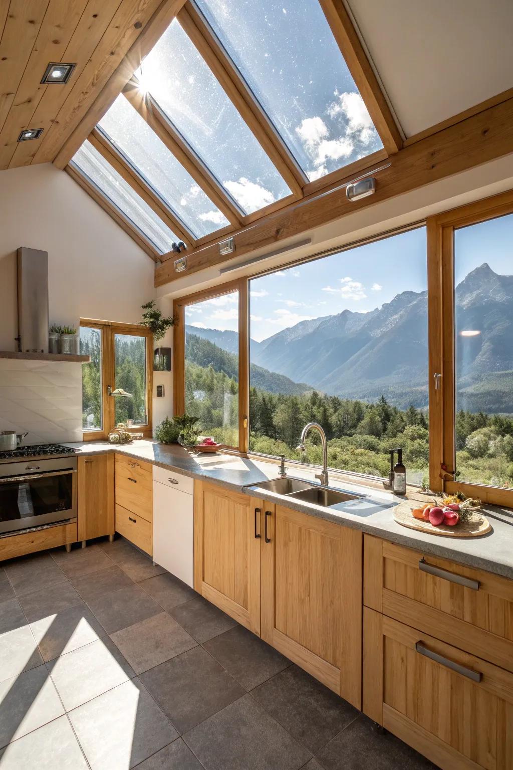 Sunlight enhancing the ambiance of mountain homes.