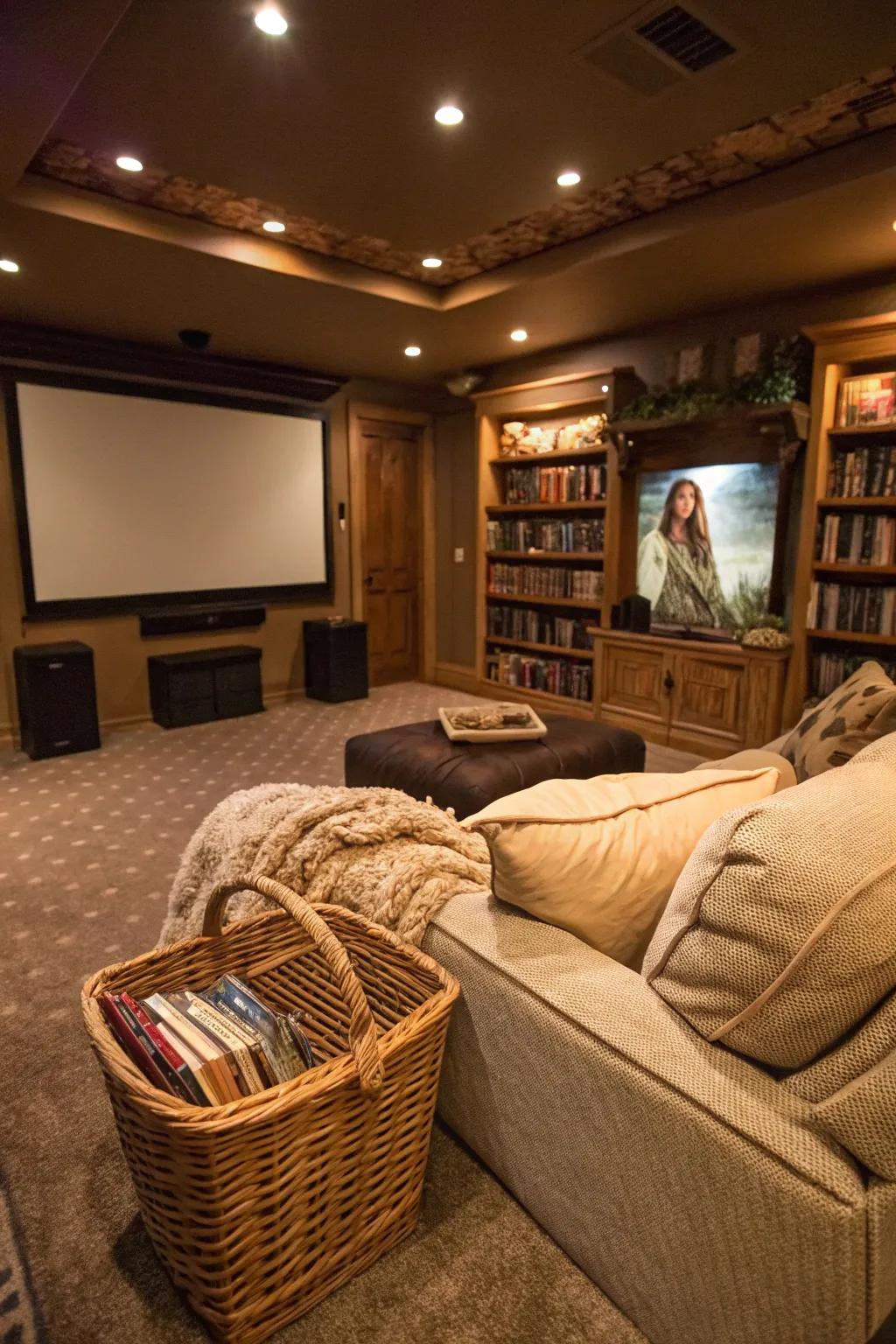 Blankets are a cozy addition, promising a snug and welcoming cinematic experience.