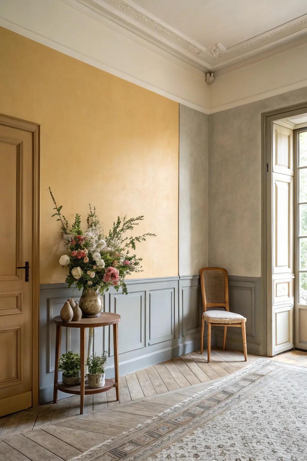 Two-tone walls add visual interest easily.