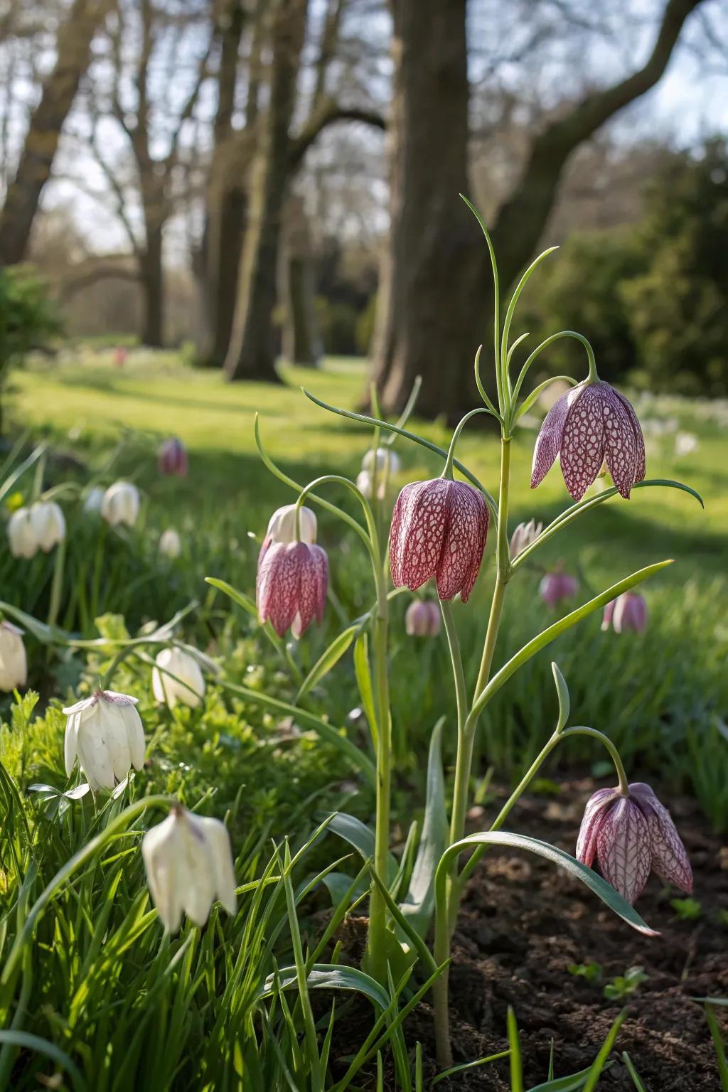 Snakeskin Bells offering unique blossoms with its checkered pattern.