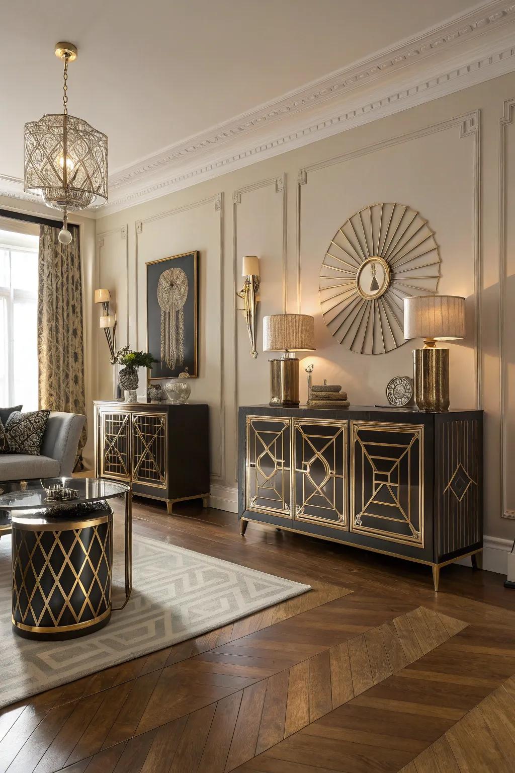 Deco inspirations contribute a hint of glam to oak flooring.