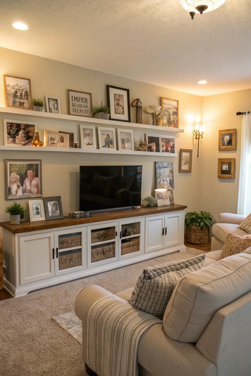 Personalized decor makes an off white room feel uniquely yours.