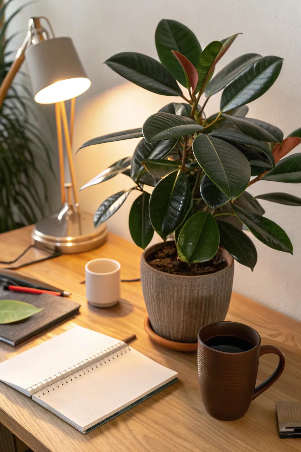 Add a striking resin plant to your office for a touch of elegance with minimal care.