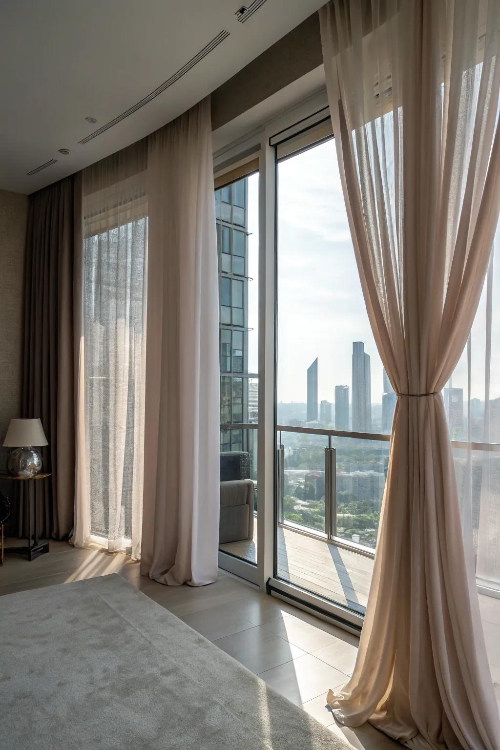 Full-length drapes add height and drama.