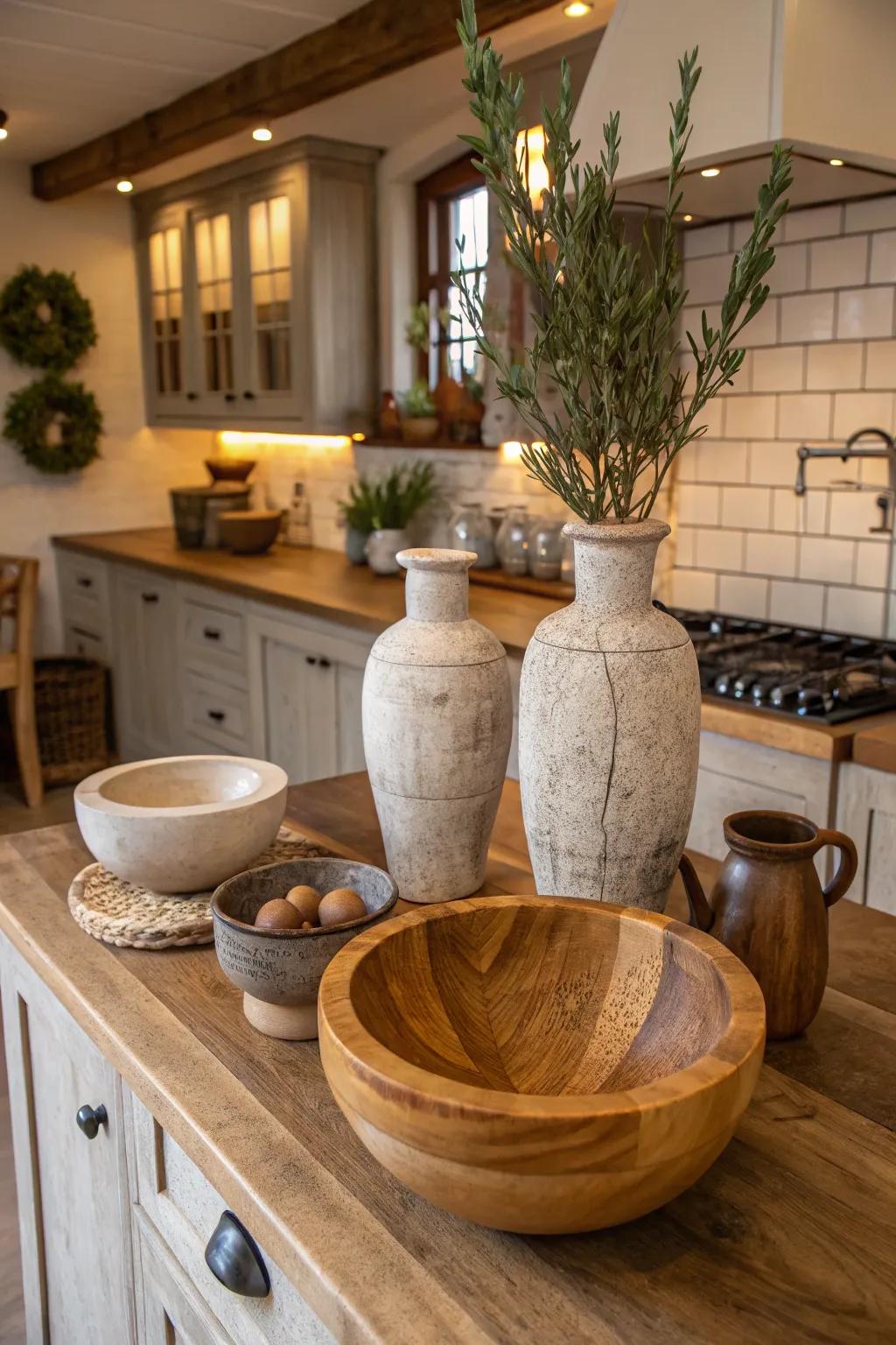 Unique decor amplifies the kitchen's bond to nature.