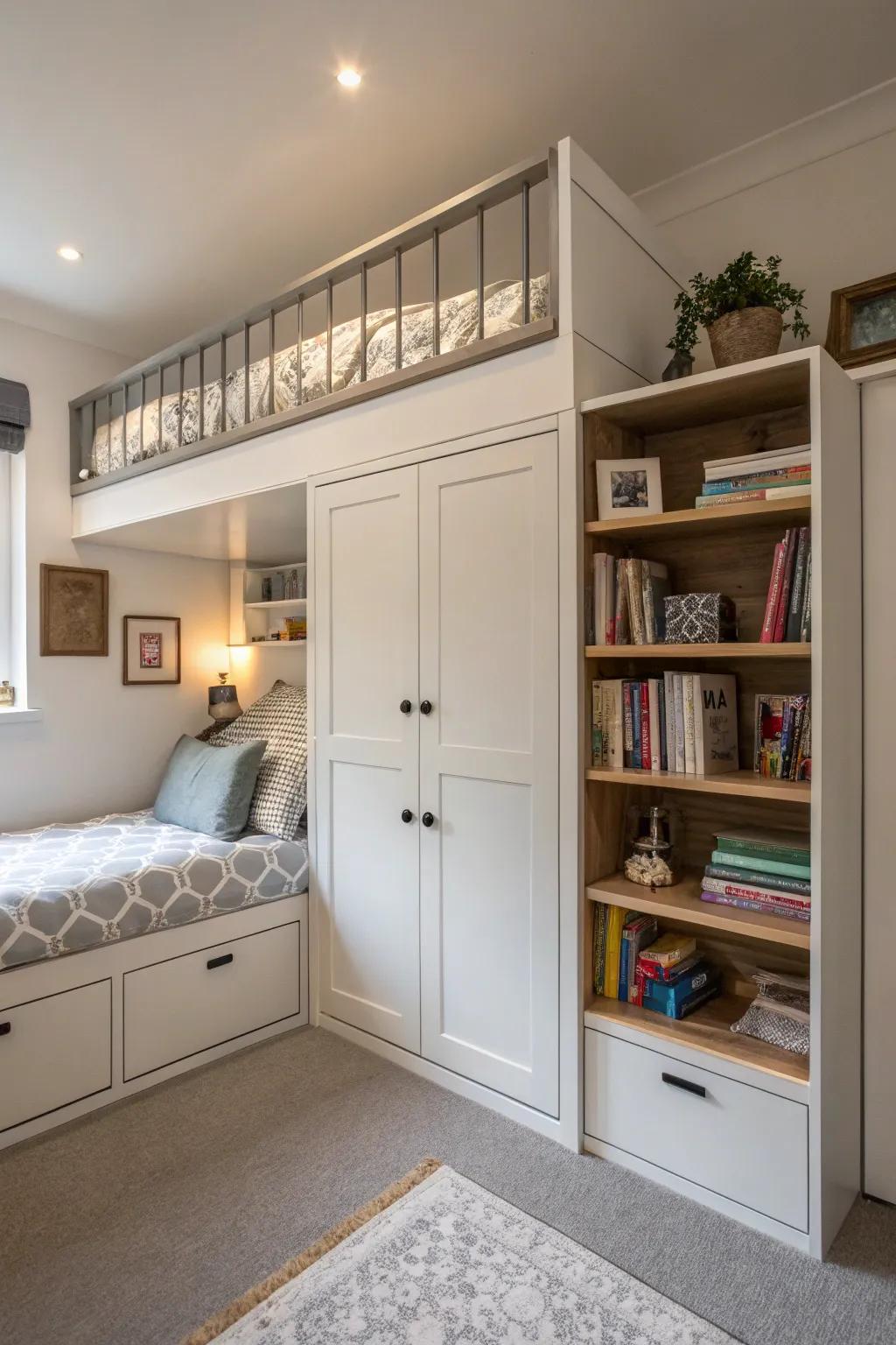 Loft beds present innovative options for compact spaces.