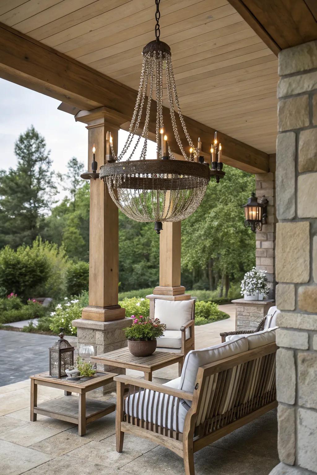 Produce natural concord with a lumber and stone light fixture.