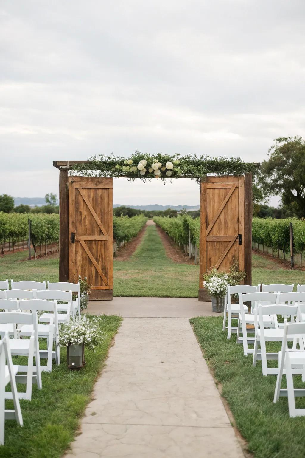 A barn door entryway crafts a grand and rustic entrance.