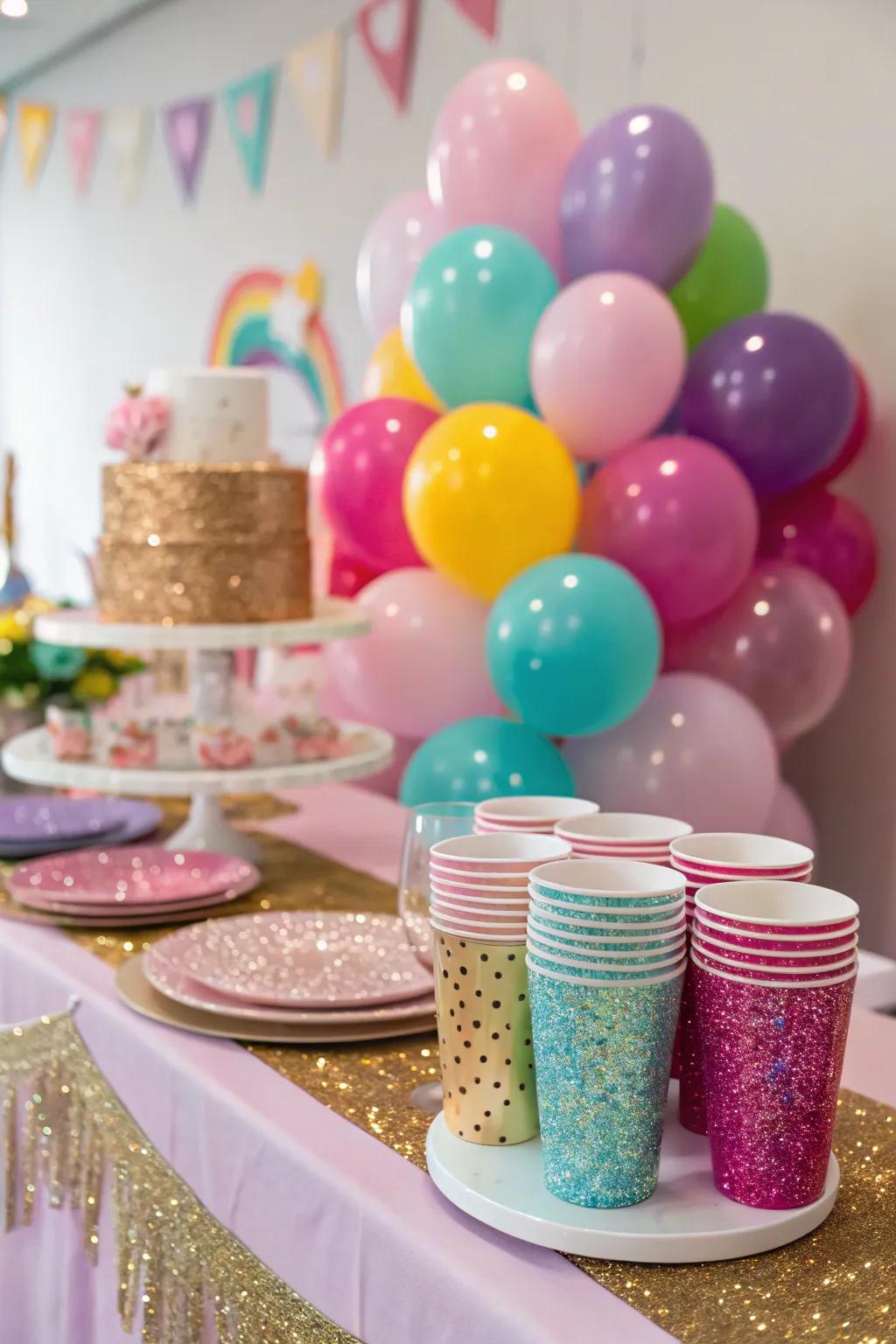 Sparkle adds a glamorous shimmer to any party decor.