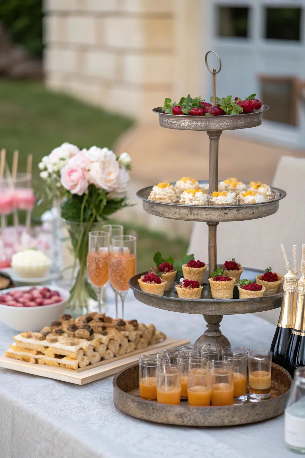 Different heights creating a dynamic and visually engaging landscape on the party table