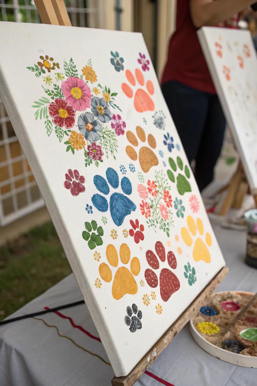 Colorful paw art creating an inviting atmosphere.