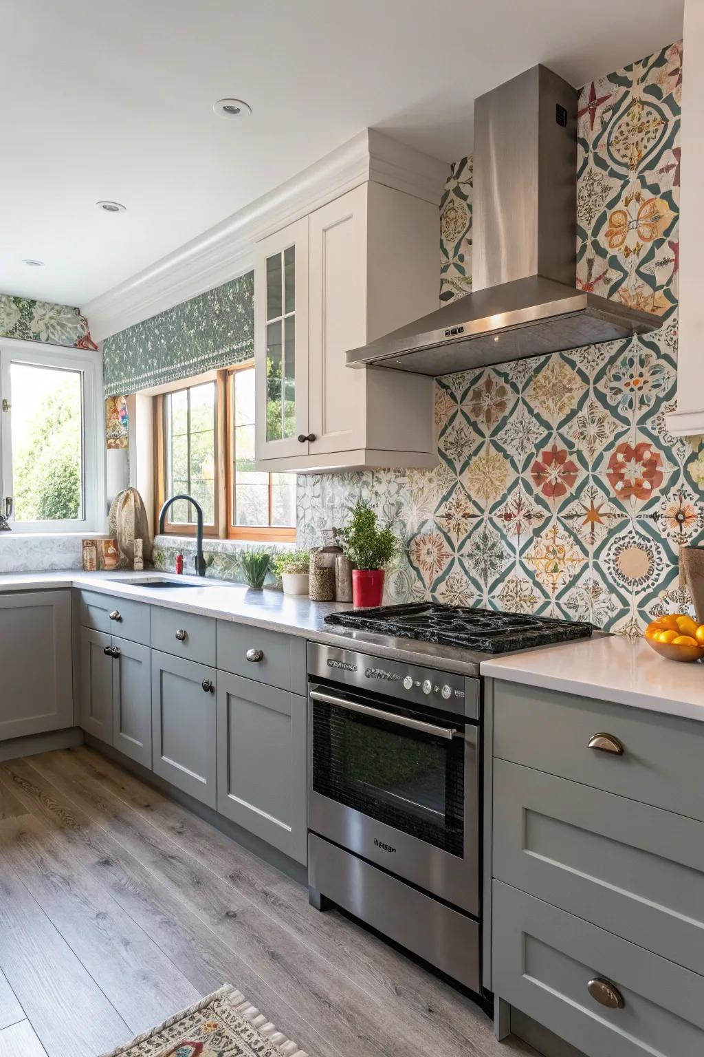 Achieve a fashionable kitchen backsplash by applying removable alternatives.