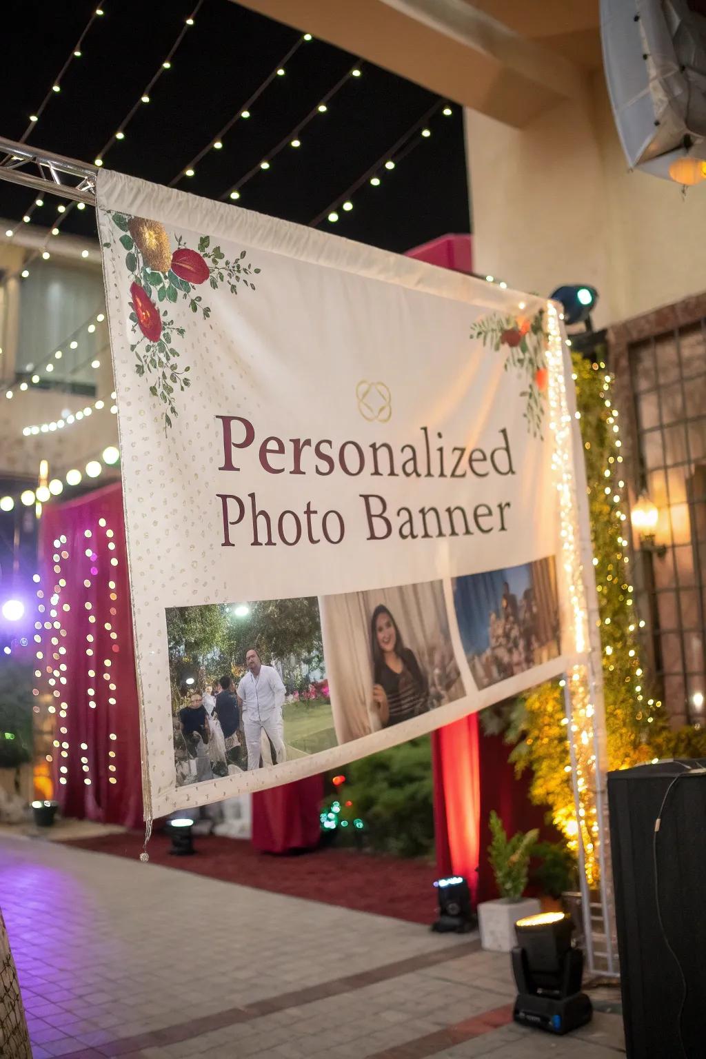 A personalized message banner featuring custom text and photos.