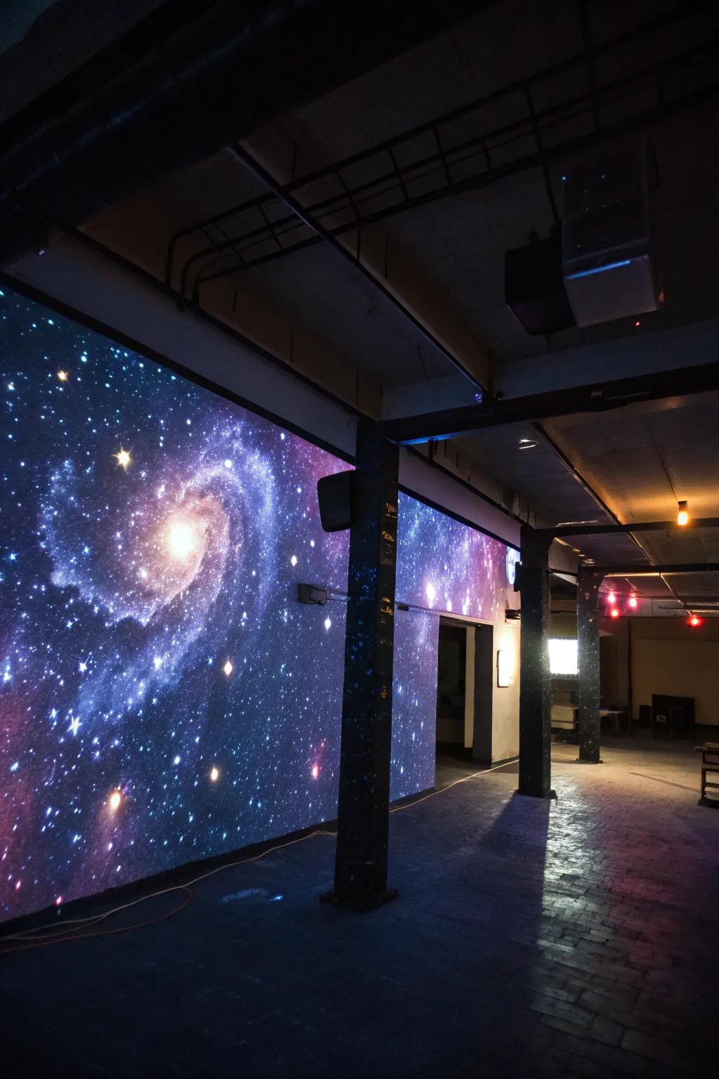 A partition themed around cosmic projections, establishing a superior celestial pictorial space.