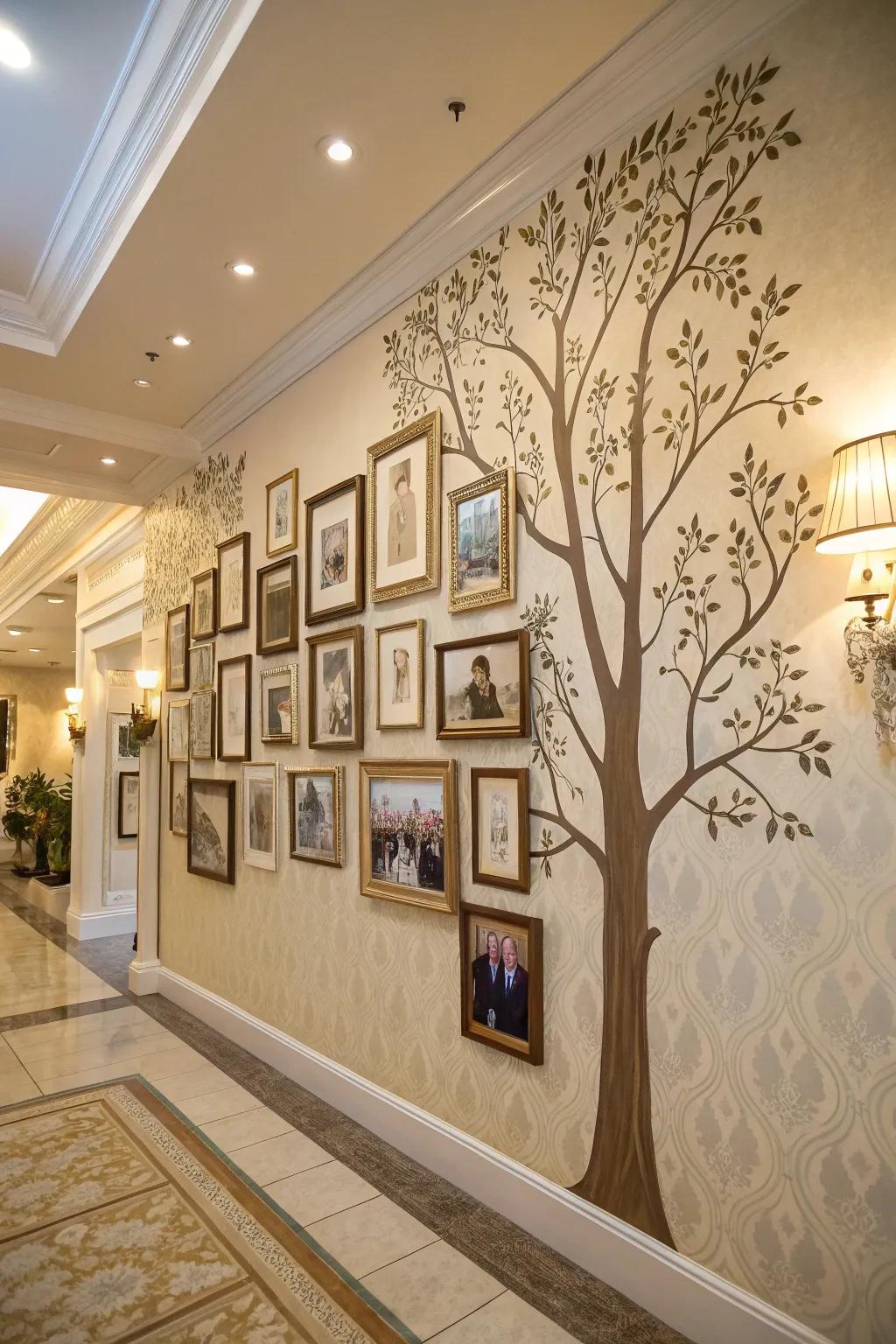 A genealogy mural commemorating family legacy.