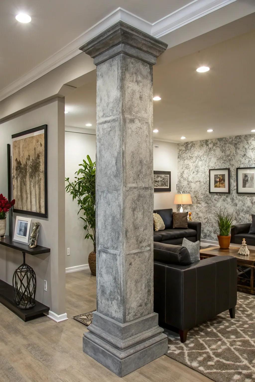 Artistic effects furnish original and adaptable pillar transformations.