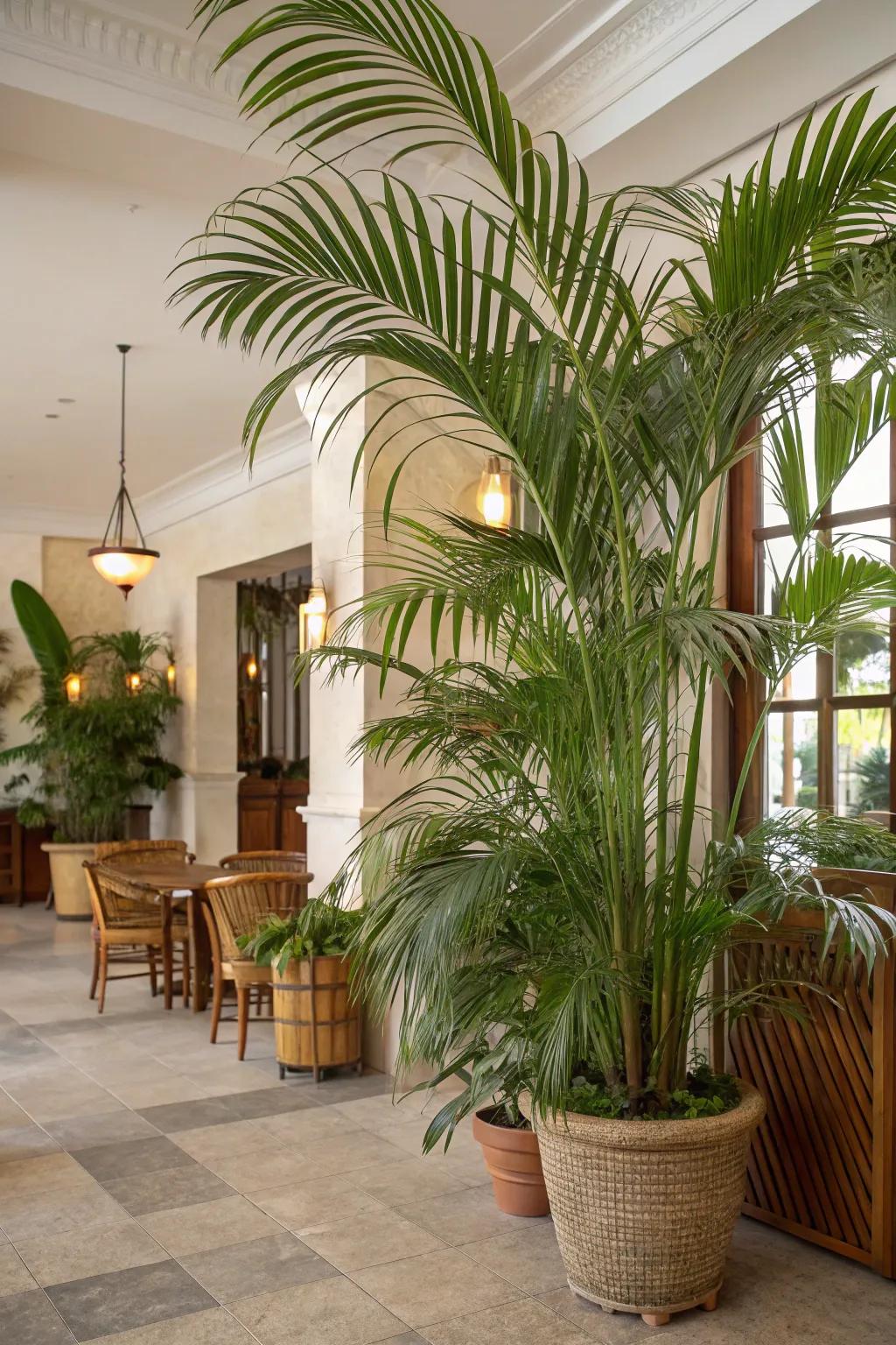 Design an indoor paradise using large, statement plants.
