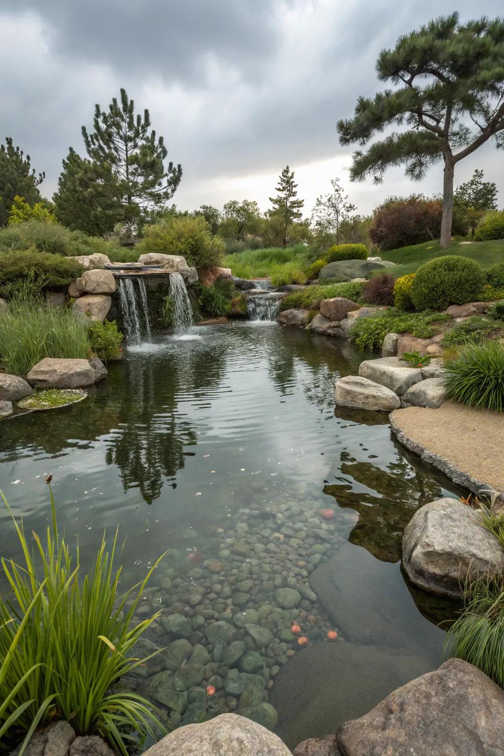 Zen cascades proffer a tranquil, harmonious nuance to your stream.
