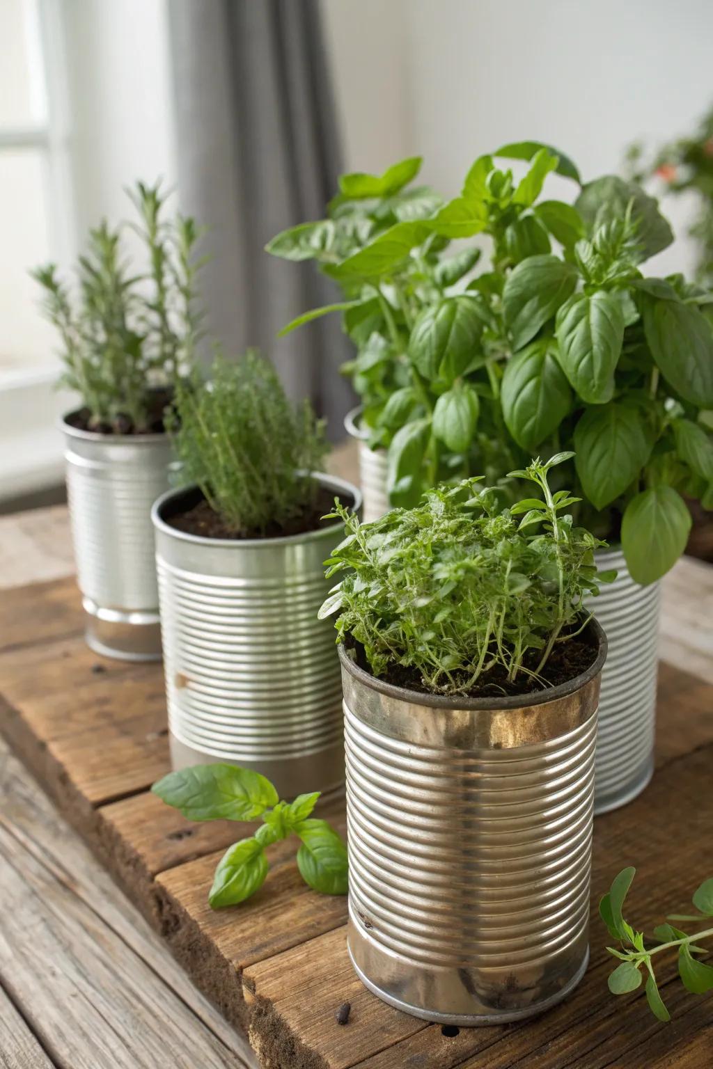 Reclaimed containers, infusing botanical displays with sustainability and style, a harmonious blend of purpose and aesthetics.