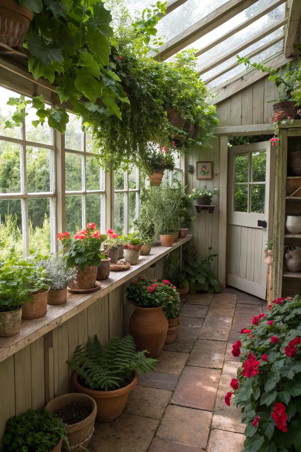 A potting shed offering an enclosed garden atmosphere.