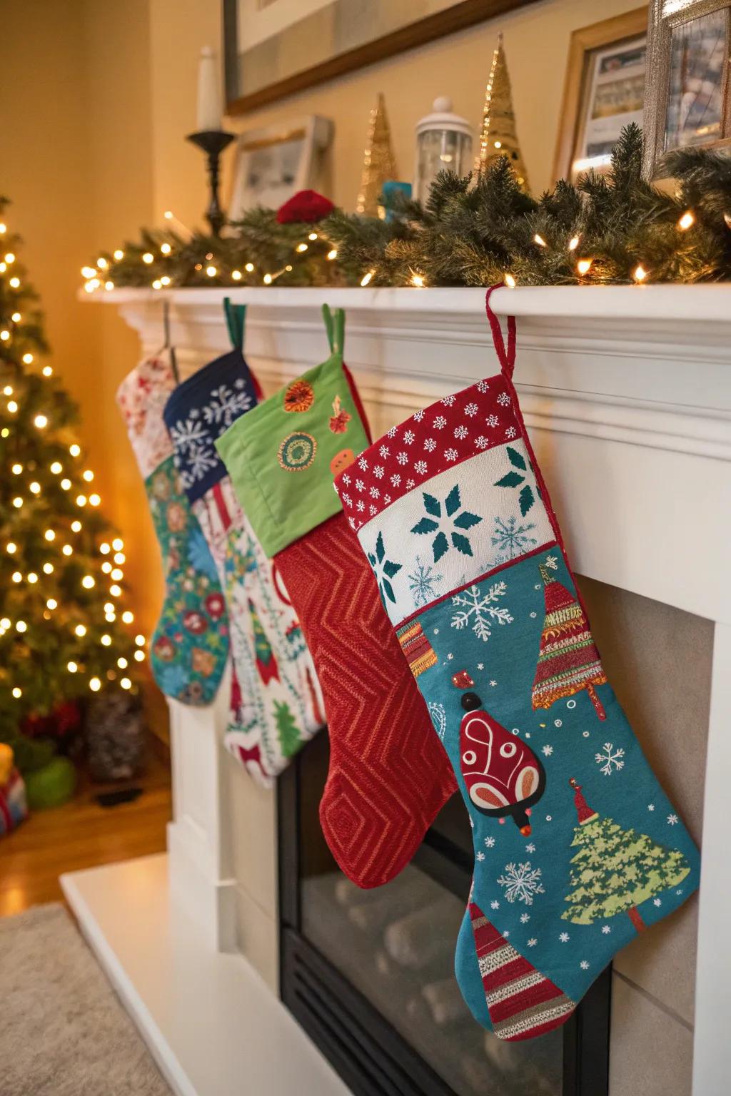 Charming festive socks prepared for filling.