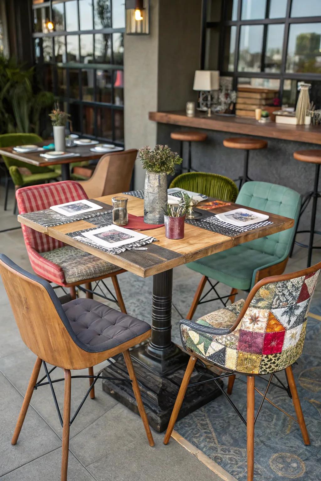 Showcase your style with mix-and-match standing-height tables.
