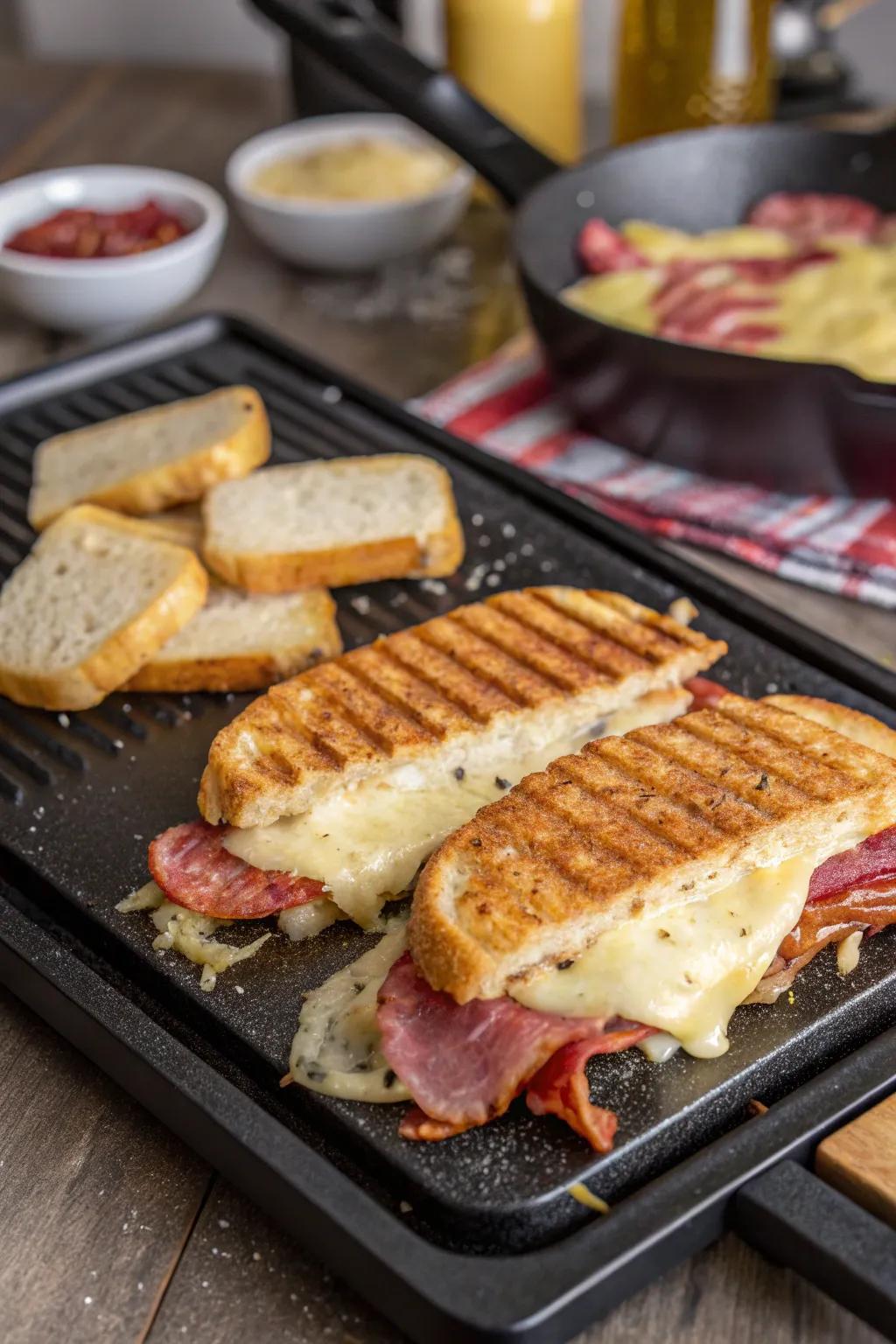 Turn your raclette grill into a panini maker for sandwiches.