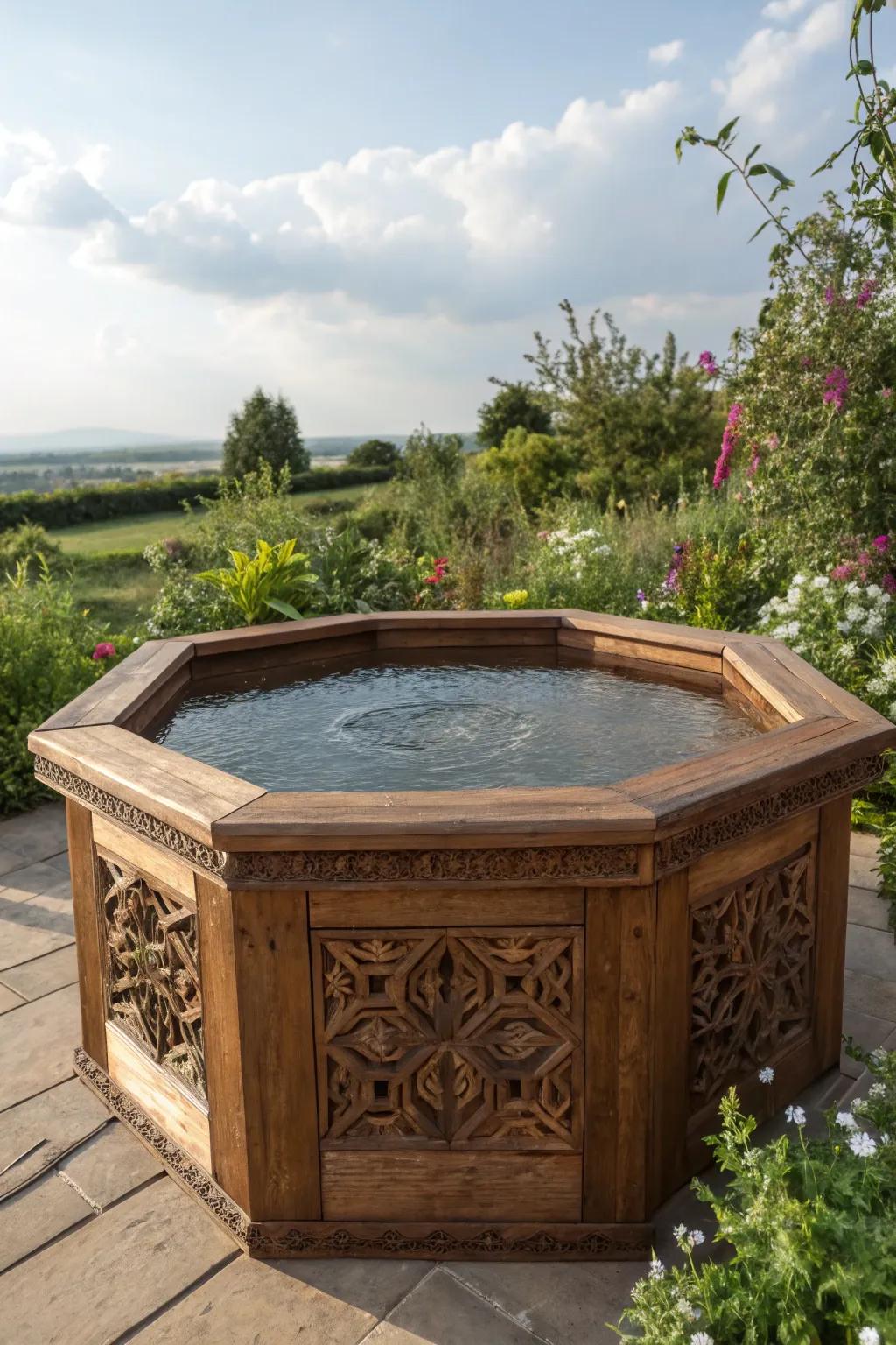 Geometric ponds introduce artistic elegance to outdoor spaces.