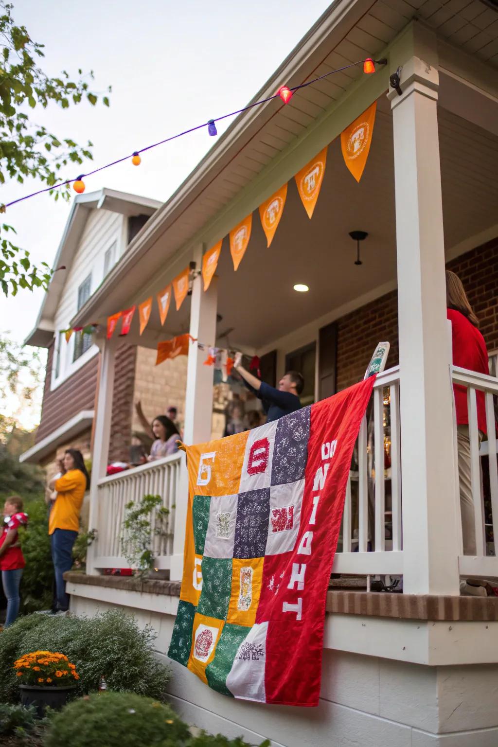 Welcome guests with a spirited square outdoor flag.
