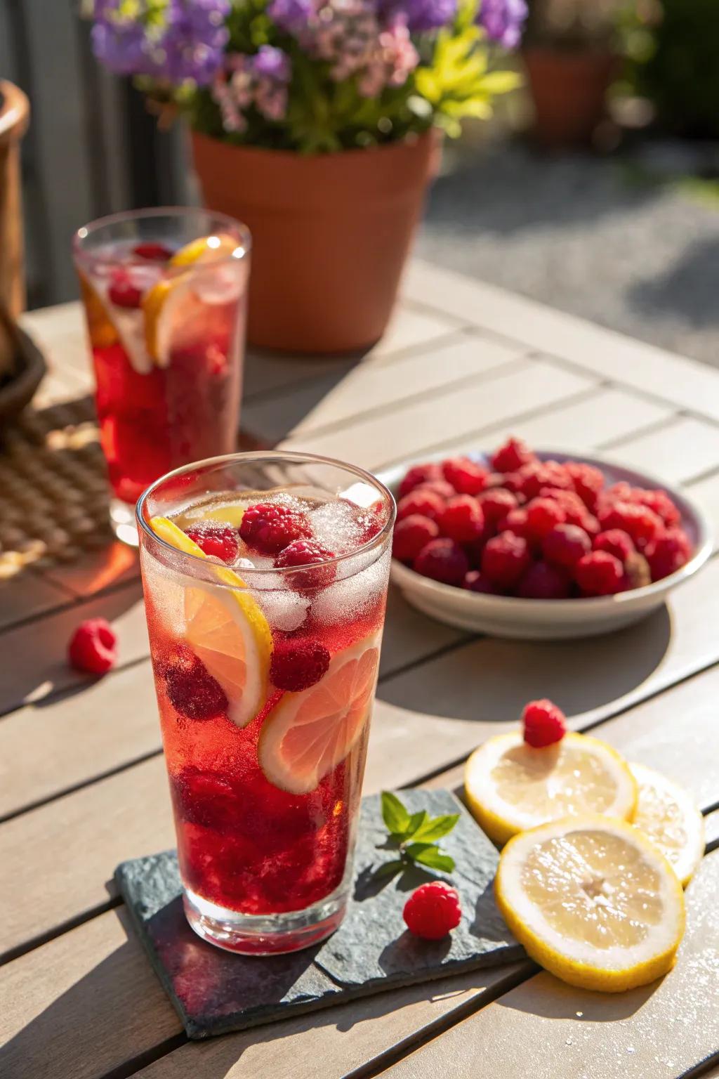 Raspberry lemonade makes a thirst-quenching beverage choice.